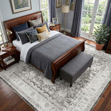JINCHAN 8x10 Vintage Floral Area Rug, Washable Non Slip, Grey