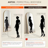 Antok 58" x19” Arched Full Length Floor Mirror, Gold+Black