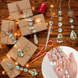 GuassLee Christmas Crystal Prism Ornaments for Christmas Tree - 6pcs Iridescent Teardrop Crystal Glass Sun Catcher for Christmas Decorations Indoor Tree Birthday Party Decor