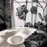 Treatmentex Black Sheer Lace Curtains for Bedroom Living Room Studio 84inch Long Vintage Rose Floral Embroidered Semi Sheer Curtain Panels Privacy Leaf Sheer Drapes with Scalloped Edge 54" w 2pcs 7ft