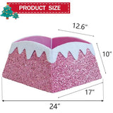 Christmas Tree Collar, 24 Inch Xmas Tree Ring Fabric Square Skirt for Artificial Trees, Snow Cover and Sequin Christmastree Box Collar,Holiday Christmas Home Decor for Decorations (HOT Pink)