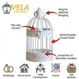 Vela Lanterns Decorative Indoor Bird Cage Candle Holders, White, Mini, 4PK
