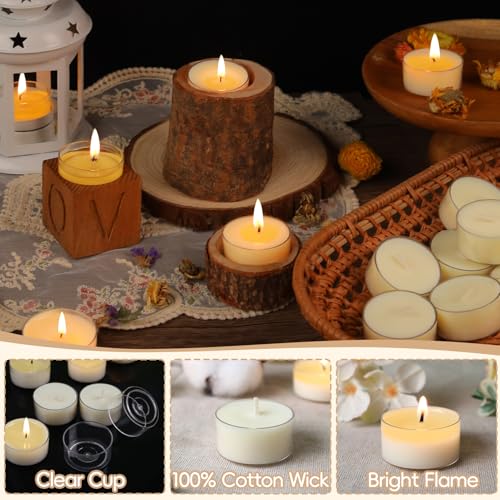Soy Tealight Candles 50 Pack, 6 Hours Long Burning Tealights Candles Bulk, Natural Soy Wax Tea Light Candle Paraffin-Free, Unscented Small Tea Candle for Emergency,Dinner