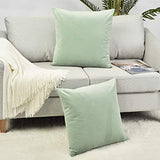 Set of 2 Comfortable Throw Pillow Covers for Bedding, Decorative Accent Cushion Sham Cases for Couch Sofa, Soft Solid Velvet with Zipper Hidden - 18"x18", Turquoise Green