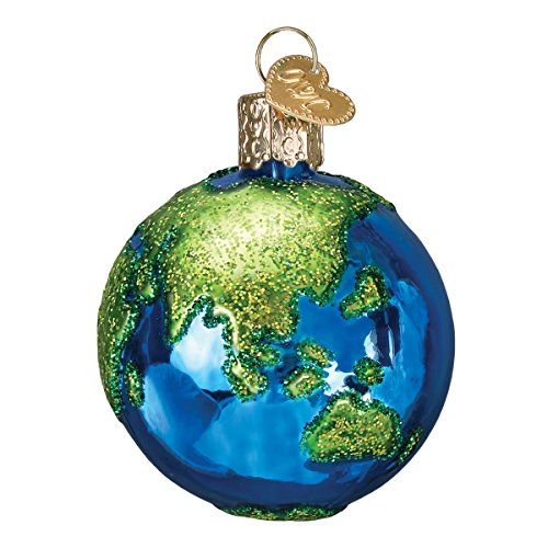 Old World Christmas Planet Earth Glass Blown Ornament for Christmas Tree, Handcrafted Holiday Decoration, Outer Space Collection