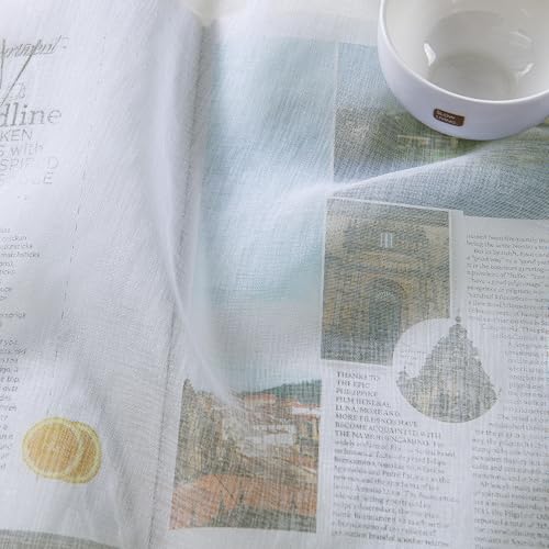DWCN White Sheer Curtains Linen Look Semi Transparent Voile Grommet White Curtains for Living Dining Room Drapes 52 x 84 Inch Long, Set of 2 Panels