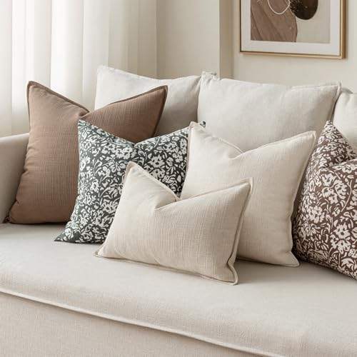 MIULEE Euro Sham Pillow Covers for Bed 26x26, 2 Pack Natural Linen Thick & Textured Decorative Throw Pillow Covers, Neutral Cushion Cases, Modern Farmhouse Home Decor, No Filling