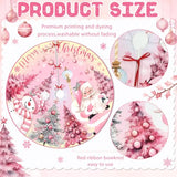 Pink Christmas Tree Skirt 48 Inch Pink Christmas Decorations Merry Christmas Santa Snowman Tree Skirt Mat Christmas Tree Decorations for Xmas Holiday Party Indoor Outdoor