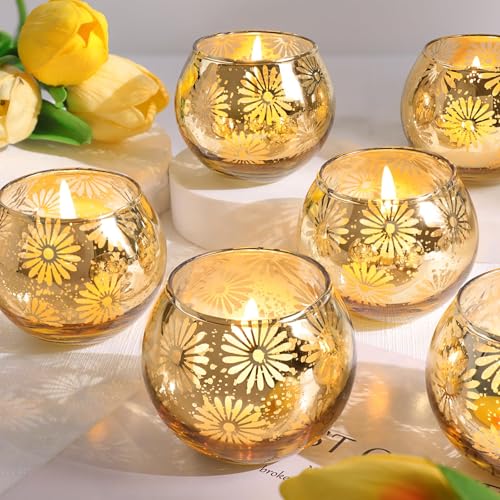Gold Mercury Glass Votive Candle Holders Set of 12