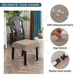 Genina Waterproof Seat Covers for Dining Room Chair Covers Waterproof Dining Chair Covers (4 PCS-Rear-Covered, Taupe)