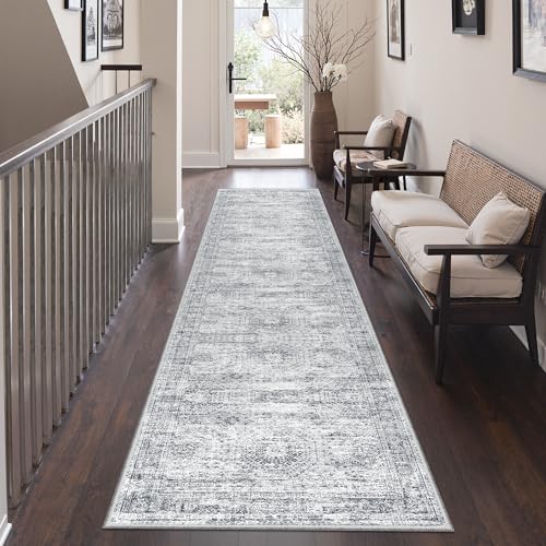 2x8 Runner Rug Non Slip,Washable Hallway Runner Rug,Grey