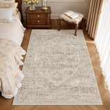 FMFUNCTEX 4x6 Washable Brown Neutral Oriental Distressed Entryway Area Rug