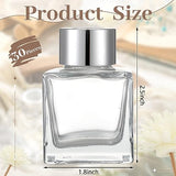 Sabary 30 Set Square Glass Diffuser Bottles with Silver Caps Refillable Diffuser Bottles Set 1.7oz Empty Aromatherapy Jar Ideal for Essential Oils Reed Sticks Home Fragrance