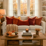 MIULEE Fall Velvet Euro Sham Throw Pillow Covers Burnt 24x24 Set of 2