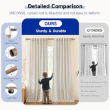 Wood Curtain Rods for Windows: 1 Inch Diameter Adjustable Drapery Rods 72" to 144", Heavy Duty Window Rod with Imitation Wood Grain Leaf Pattern Finials