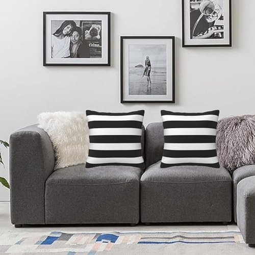 Stripe Black and White Farmhouse Throw Pillow Covers 18x18 in Pillow Case Soft Outdoor Pillow case Cushion Covers Set of 2 for Sofa Bed Bedroom Car Chair Living Room Home Decorative