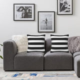 Stripe Black and White Farmhouse Throw Pillow Covers 18x18 in Pillow Case Soft Outdoor Pillow case Cushion Covers Set of 2 for Sofa Bed Bedroom Car Chair Living Room Home Decorative