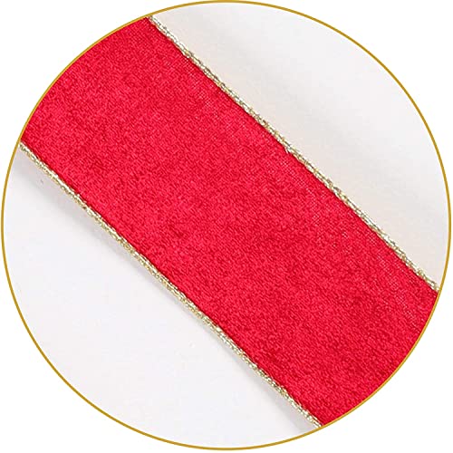 BUVANE Christmas Tree Topper,48x13 Inches Velvet Toppers Bow,Large Decorative Bows for Christmas Decoration (Red)