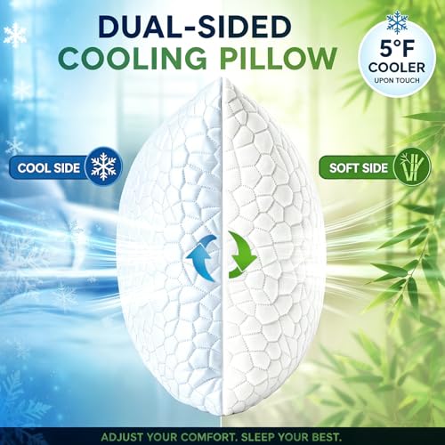 Cooling Pillow Camping Size 1 Pack, Adjustable Bed Pillows for Sleeping, Small Shredded Memory Foam Pillow for Backpacking Hiking, Airplane, Medium Firm Camping Travel Pillow with Washable Cover