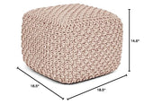 BIRDROCK HOME Square Pouf Ottoman - Cotton Braided Foot Stool with Bean Bag Filling - Compact and Comfortable Seating, Lightweight and Sturdy Boho Foot Rest for Living Room or Bedroom (Natural)