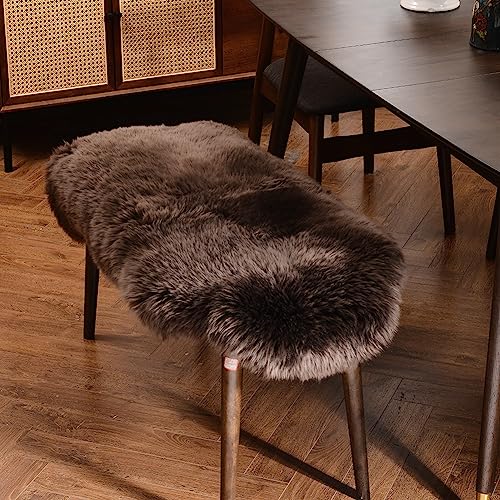 LLB Genuine Sheepskin Area Rug Wool Rug Fur Carpet Fluffy Shaggy Fur Rug for Living Room Kids Bedroom Real Sheepskin Throw Lambskin Rugs Sofa Chair Seat Covers (Chocolate Brown, 2 x 3 ft Sheepskin)