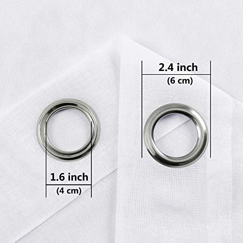 DWCN White Sheer Curtains Linen Look Semi Transparent Voile Grommet White Curtains for Living Dining Room Drapes 52 x 84 Inch Long, Set of 2 Panels