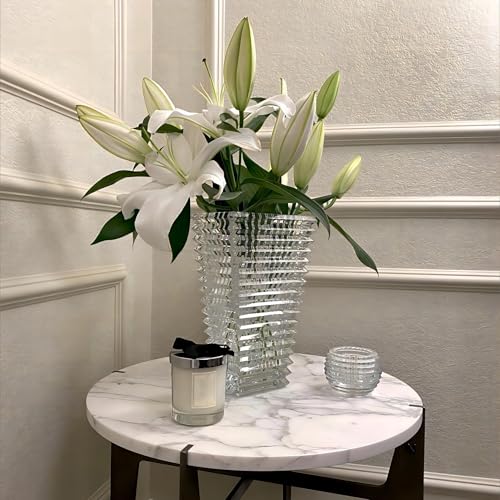MCMCNCUIU Crystal Glass Vase, Large Crystal Vases for Flowers, Large Flower Vase, Clear Modern Vases for Living Room, Bedroom, Kitchen, Dining Table, Mantle, Wedding, 11 Inches