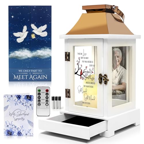 Memorial Lantern with Photo Frame & Keepsake Drawer | Sympathy Gifts for Loss of Loved One, Dad, Husband | Bereavement Memorial Gifts | LED Candle with Timer | Remembrance Gift for Loss by STILLWIND
