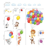 decalmile Forest Animals Balloon Wall Decals Monkey Lion Koala Wall Stickers Baby Nursery Kids Bedroom Playroom Wall Decor