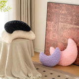 Moon Pillow, Decorative Throw Pillow with Soft Plush for Couch Bed, Cozy Moon Decorative Pillows for Bedroom Living Room, Home Décor Comfort Gift (Black, 14.9 Inches)