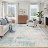 Washable Area Rug 6x9, Large Abstract Rugs for Living Room Blue