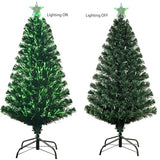 4FT Pre-lit Fiber Optic Christmas Tree with Lighted Star, PVC & Iron Construction, Green Artificial Christmas Tree with 141 Branch, Indoor Christmas Decorations, Holiday Home Xmas Decoration