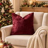 MIULEE Christmas Velvet Throw Pillow Covers Burgundy 18x18 inch Set of 2