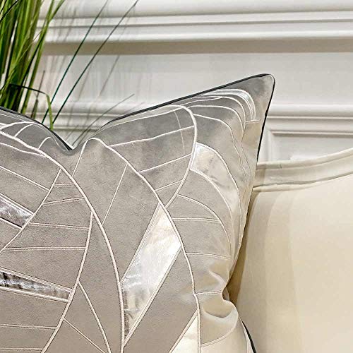 Avigers 20 x 20 Inches Grey Silver Striped Cushion Case Luxury European Throw Pillow Cover Decorative Pillow for Couch Living Room Bedroom Car
