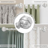 Silver Curtain Rod for Windows 48 to 84 Inches(4-7ft), 1" Diameter Heavy-Duty Adjustable Decorative Curtain Rod with Striped Twisted Finials - for Living Room Bedroom (Modern Home Decor)