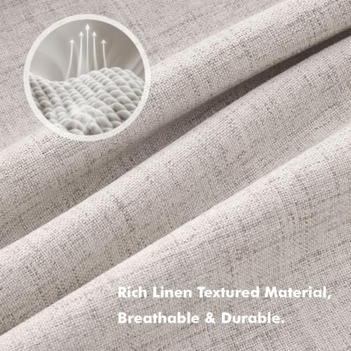 MIULEE 100% Blackout Linen Curtains for Bedroom, Ivory Solid Luxury Decor Thermal Insulation Room Darkening Drapes for Living Room Back Tab Rod Pocket 42 x 84 Inches, 2 Panels