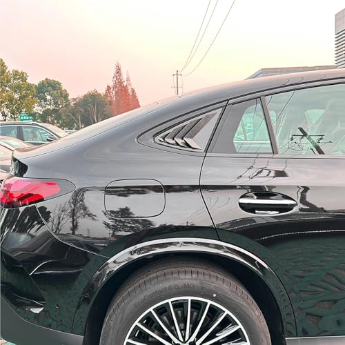 2PCS Rear Exterior Window Louver Shutter Side Cover Trim Compatible with Benz GLC Coupe C254 AMG 2024(Glossy Black)