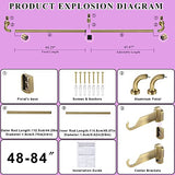 Antique Bronze Disc Curtain Rods, 48-84 Inches Window Curtain Rod,Adjustable Room Darkening Drapery Rod with Aluminum Finials and Brackets,Wrap Around Design