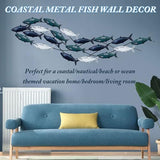 edaknez Metal Fish Wall Art, Large Fish Wall Decor for Living Room Bedroom, School of Fishing Wall Art Decor, Coastal Nautical Ocean Wall Decoration Home Decor (A 59 inch x 16 inch)