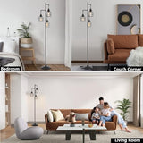 Floor Lamp for Living Room, Farmhouse Industrial Dimmable Floor lamp,3 Lights Metal Cage Tree Standing Lamp,68", 3Pcs Led Bulbs Included