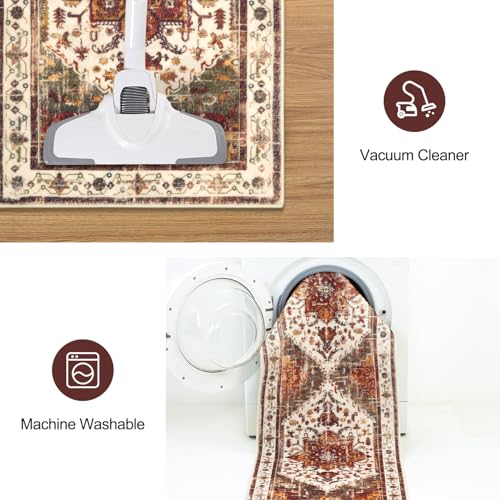 Washable Kitchen Runner Rugs Set of 3 with Non Slip Rubber Backing
