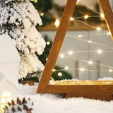 Christmas Decorations-2PCS Light Up Wooden Christmas Tree- Handmade Tabletop Christmas Tree with Light for Farmhouse Home Kitchen Table Mantle Shelf Party Decor