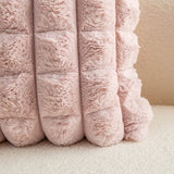 Neelvin Pink Faux Fur Cozy Soft Plaid Decorative Throw Pillow Covers 20x20 inch Set of 2,Velvet Pillowcase Cushion Case for Sofa Couch