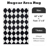 HUGEAR Checkered Rug 5x8 Living Room Black White Modern Shag Rug Soft Fluffy Washable Indoor Carpet Fuzzy Vacuumable Rugs for Bedroom Home Decor Non Slip