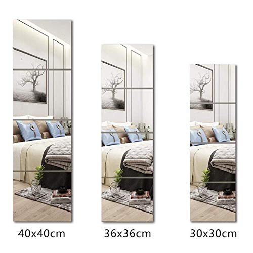 Rectangular eless Vanity Mirror Full Length Mirror Floor Explosion Proof Wall-Mounted Mirror Holder Hotels AN1017 914 (Size : 36cm×36cm)