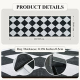 Checkered Print Black Bathroom Runner Rug 2x6, Washable Ultra Thin Non Slip Laundry Room Rug Moroccan Stain Resistant Kitchen Runner, Modern Trellis Carpet for Hallway Bedroom Entryway Decor