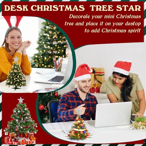 FOIMAS Mini Christmas Tree Topper Star,6pcs Glitter Christmas Tree Topper for Small Christmas Tree Craft Home Decoration,Silver