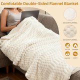 Eastsora Heated Blanket Flannel Blanket Throw, 50"X 60"Electric Heating Blanket with ETL & FCC & 12 Heating Levels & Auto Shut Off，Machine Washable (White)