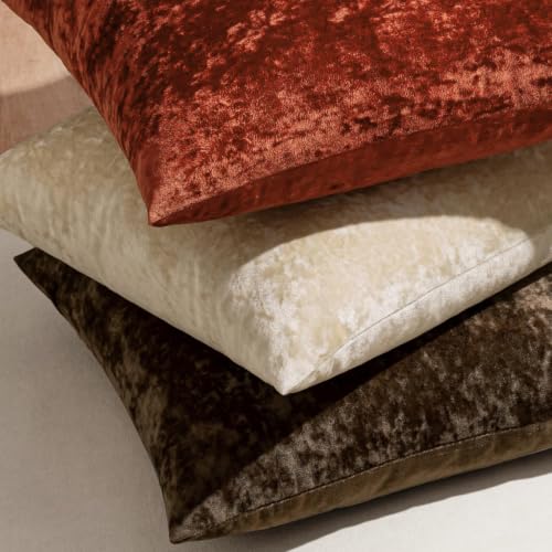 MIULEE Fall Velvet Throw Pillow Covers Rust 20x20 inch Set of 2