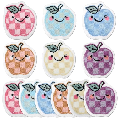 Honoson 12 Pcs Classroom Carpet Circle Seats 16 Inch Thick Pastel Checkerboard Apple Classroom Rugs Educational Floor Cushions for School Group Activity Learning Play Areas